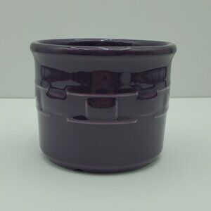 Longaberger Pottery Woven Traditions Eggplant Salt Crock Purple Pint Crock